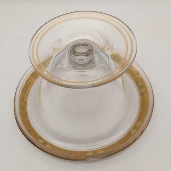 Vintage Tiffin Glass Franciscan Gold Encrusted Filigree Compote Pedestal Dish - Picture 3 of 6